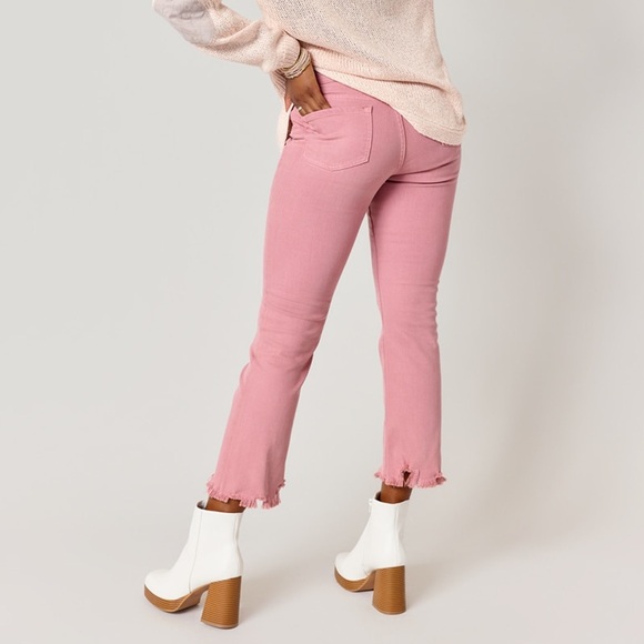 NWT Harper Heritage Mauve Frayed Kick Crop Jeans size 29 - Picture 2 of 7